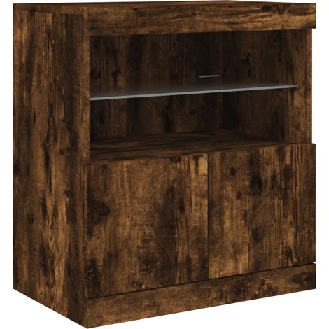 Aparador cómoda cómoda armario mueble organizador cocina salón salón con luces LED 60 x 37 x 67 cm marrón 020029891