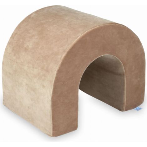Túnel de juegos de espuma suave color beige oscuro con textura aterciopelada (1/5)