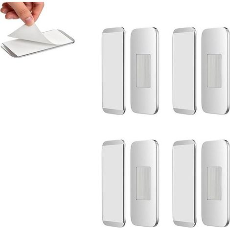 Autocollants magnétiques pour portes - 4 x 2 x 0,2 cm - 20 grammes - lot de 4 - acier inoxydable - autocollants magnétiques ultra-fins pour armoires (1/4)