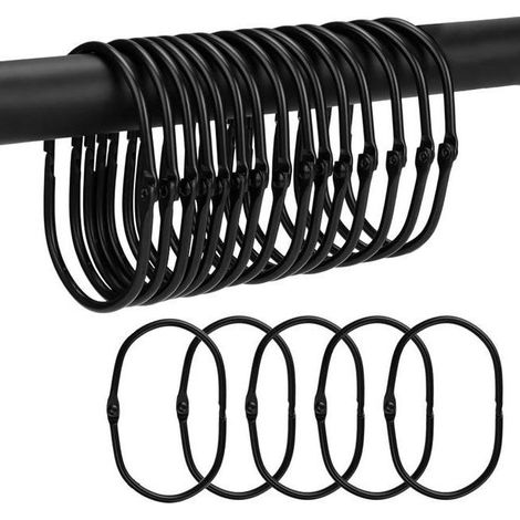 12 Pièces Anneaux Rideaux Douche en Métal, Grands Anneau Rideau Douche de 67 Mm,pour Rideaux et Tringles à Ri (1/4)