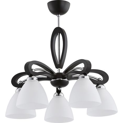 Plafonnier bois noir, globes blancs, 5xE27 GRACJA Alfa (1/2)