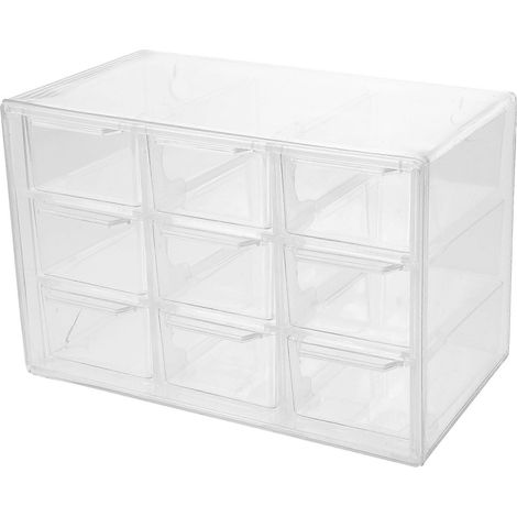 Boîte de rangement de bureau multi-compartiments avec tiroirs amovibles, support pour cosmétiques-18X10X12CM-Transparent (1/3)