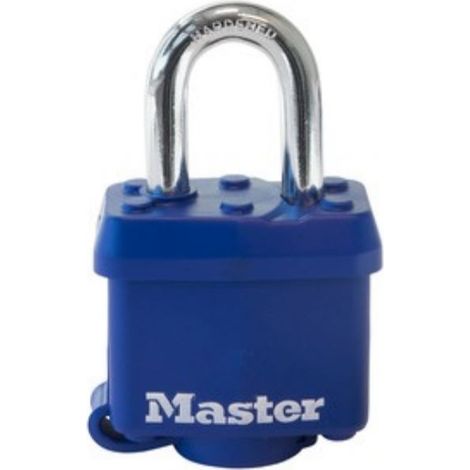 Master Lock 312EURD Candado de Acero Laminado Revestido, Azul, 7,3 x 4 x 2,5 cm