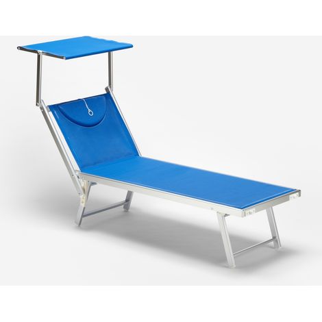 Lettino spiaggia mare prendisole professionale alluminio Santorini - Blu