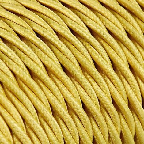 Câble Electrique Jaune en Textile Torsadé 3x0.75mm² - Fil Electrique Tissu