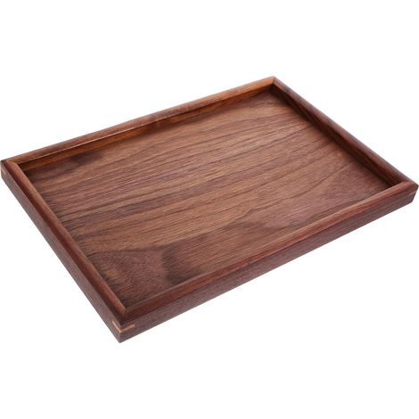 Plateau de Salle de Bain en Noyer Marron 30x20x2,2 Cm, Plateau de Rangement Rectangulaire Multifonctionnel pour Organiser Espace et Présenter Parfums'-'- (1/5)