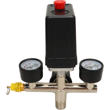 Pressostat pour compresseur d'air 0 à 180 PSI, style UE, vanne de régulation de pression 3 en 1 avec manomètre et raccord rapide (1/5)