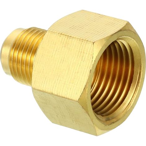 Connecteur Évasé Femelle 1/4" x 1/2" Mâle, Adaptateur en Laiton SAE à 45 Degrés, Raccord de Tuyau pour Conduite Gaz d'Air, Réfrigération, CVC - 5/8 pouce Female Flare 3/8 Male (1/5)