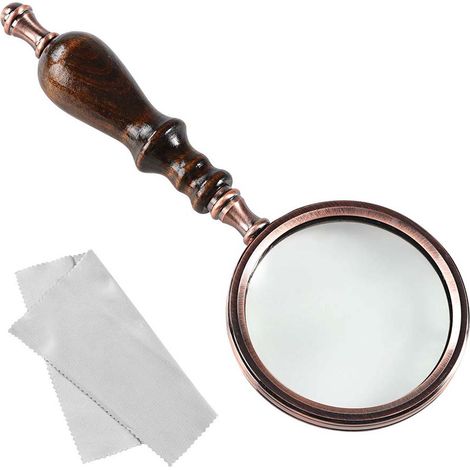 Loupe Main - Verre Optique Réel - Grossissement 10x - Poignée en Bois - Pour Lecture et Observation Précise - 1 Pièce