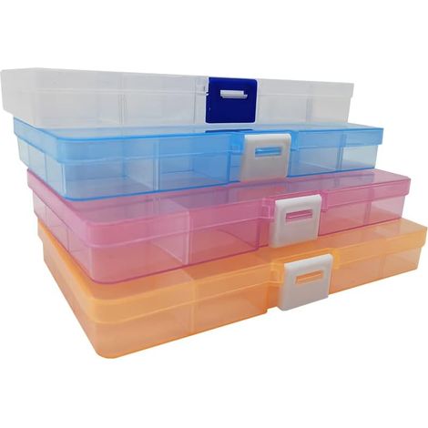 Boîte de rangement pour perles et outils de broderie diamant (lot de 4) - 15 compartiments en plastique transparent (1/5)