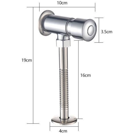 QORVA-Urinoir Robinet de Chasse Urinoir Urinoir Robinet de Chasse Chrome Mur Monté Type de Bouton Placard Exposé Retard Manuel Arrêt Automatique pour Salle De Bains WC E58q09oDQA