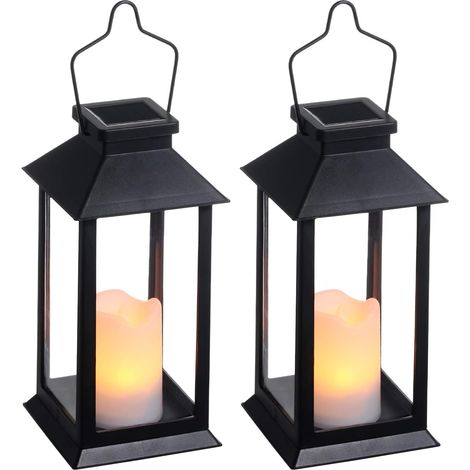 2 lampes solaires extérieures de jardin, lanternes solaires extérieures avec bougies LED sans flamme, lampes solaires LED décoratives (1/5)