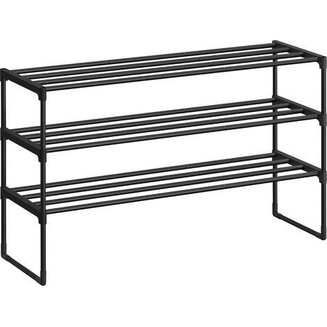 Shoe Rack, Metal, 3 Tiers, Stackable, Reversible, Holds 16-20 Pairs, Hallway (1/5)