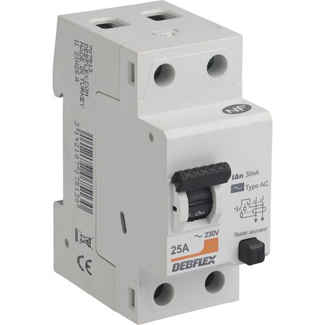 DEBFLEX - INTERRUPTEUR DIFFERENTIEL 2P 30MA 25A 2 MODULES TYPE AC - 707513