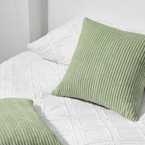 2pcs Housse de Coussin 5050 Jaune en Velours Côtelé Infroissable Motif Rayé Housses pour Coussin Lombaire Fauteuil(vert clair) (1/4)