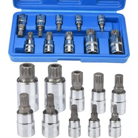 Jeu de Douille XZN 10 pièces Lot de douilles multiples M4 / M5 / M6 / M8 / M9 / M10 / M12 / M14 / M16 / M18, Douille Torx Male (1/5)