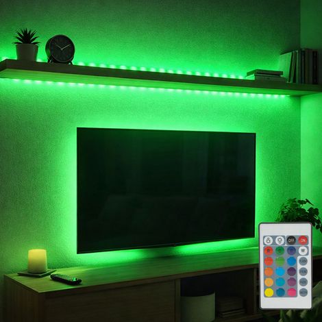 RGBW LED Strip Télécommande Bande lumineuse RGB Changement de couleur Bande LED 2m dimmable, raccourcissable, 12W 220Lm, L 200 cm, set de 2 pièces (1/5)