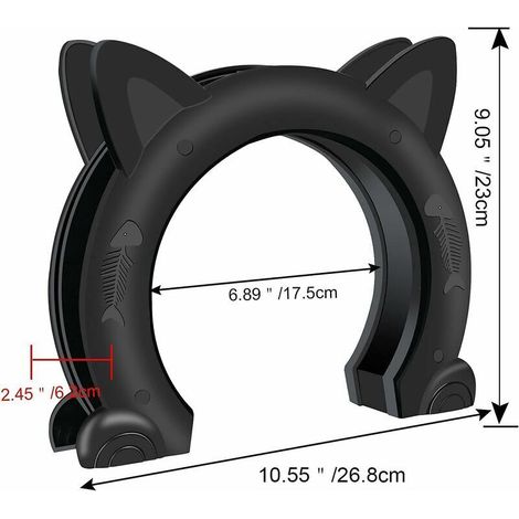 Chatière d'intérieur - Convient aux chats de moins de 10 kg, empêche l'entrée des chiens - Compatible avec les portes pleines et creuses - Installation facile par vis - Matériau ABS résistant : 26,8 c (1/4)