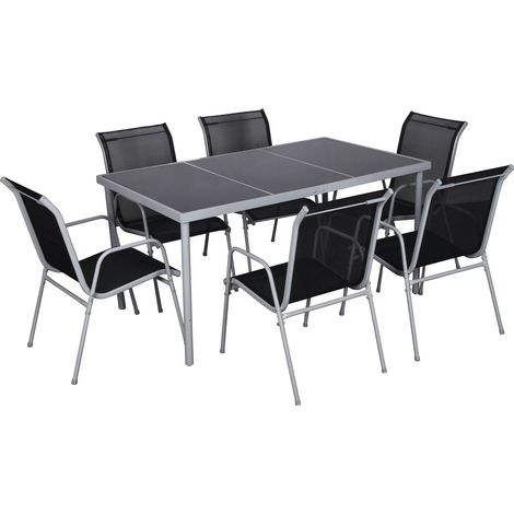 Conjunto de jardín de acero inoxidable y textileno para 6 personas LUSIANA (1/5)
