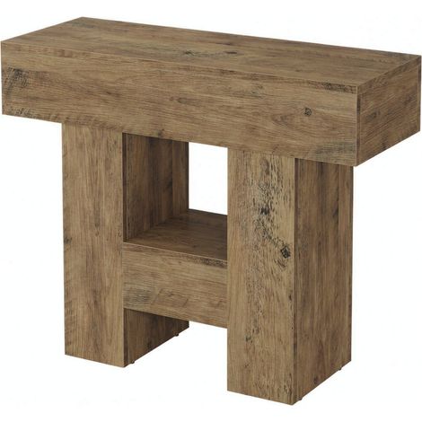Mesa auxiliar estrecha de MDF marrón con estante abierto 80 x 30 x 50 cm MODENUIT (1/5)