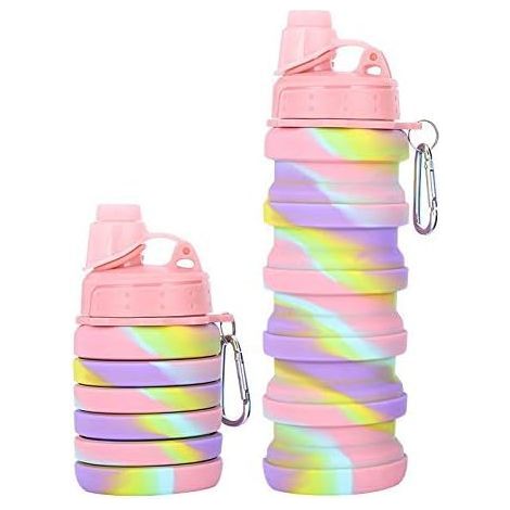 Gourde Nuoshen pour filles, gourde pliable pour enfants, idéale pour l'école et le camping, en silicone (1/5)