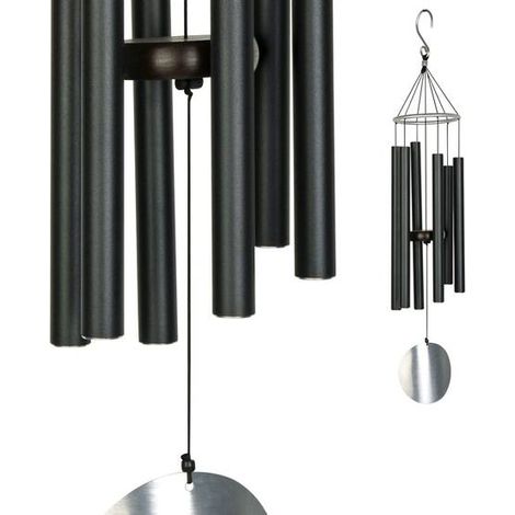 Carillon Éolien Aluminium 37 pouces Son Profond Mémorial pour Jardin Terrasse Cour Cadeau Maman Mamie Décoration Extérieur Noir (1/5)
