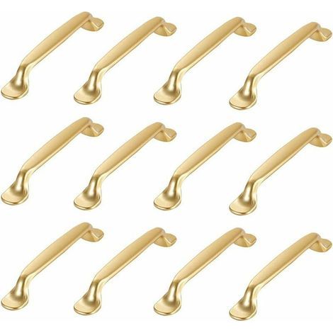 Lot de 12 poignées dorées pour meubles de cuisine et de tiroirs, avec vis. (1/5)