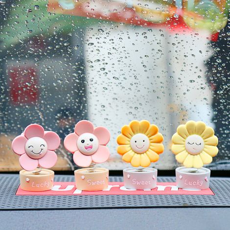 Décoration tournesol tête secouée voiture, jolies fleurs de soleil, ornement tête secouée, accessoires intérieur de voiture, (1/5)