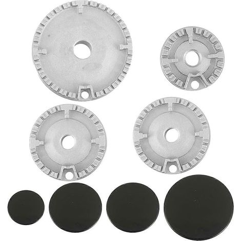 Ensemble de 8 chapeaux de brûleur de cuisinière à gaz pour four et plaque de cuisson, kit de remplacement de chapeaux de flamme compatible avec la plupart des brûleurs de cuisinière à gaz. (1/4)