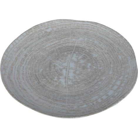 Assiette en Porcelaine Crème Motif Tranche d'Arbre 28cm