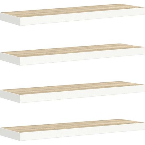 Maison Exclusive - Schweberegale 4 Stk. Eiche und Weiß 90x23,5x3, (1/5)