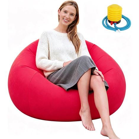 Canapé gonflable fauteuil gonflable 105 105 60 cm fauteuil gonflable ultra doux remplissage haricots gonflage rapide salon jardin (1/5)
