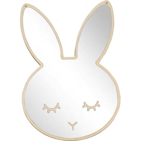 Miroir Acrylique- Lapin/38x25x0.5 cm, Miroir pour Chambre d'enfant, Miroir Enfant, Miroir Mural, Stickers Muraux Miroir Décoratif, pour Chambre d'enfant, Salle de Bain (1/5)
