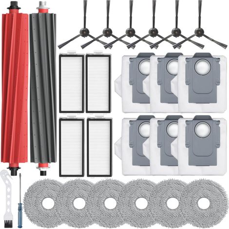 26 Stück Zubehörset für Roborock Qrevo Master/Qrevo Slim Roboter Saugroboter,1 Satz Hauptbürsten,4 Filter,6 Mop-Pads,6 Seitenbürsten und 6 Staubbeutel,Zubehör für Roborock Q Revo Master (1/5)