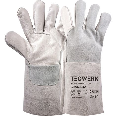 TECWERK Schweißerhandschuhe Granada Gr.10 grau EN 388/407/12477 6PA TW