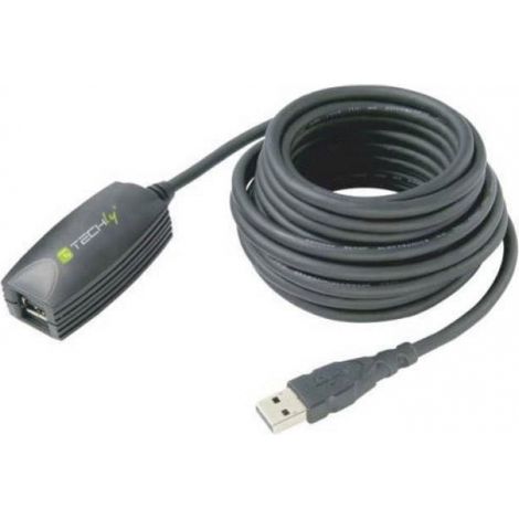 Techly USB 3.0 Aktive Verlängerung, Superspeed, 5m, schwarz