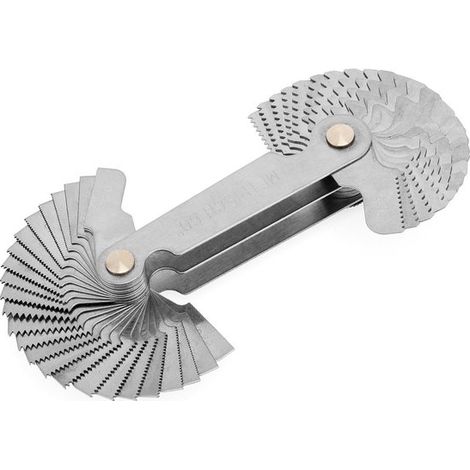 Calibro per filettature in acciaio inossidabile per la misurazione di filettature metriche e Whitworth. (1/5)
