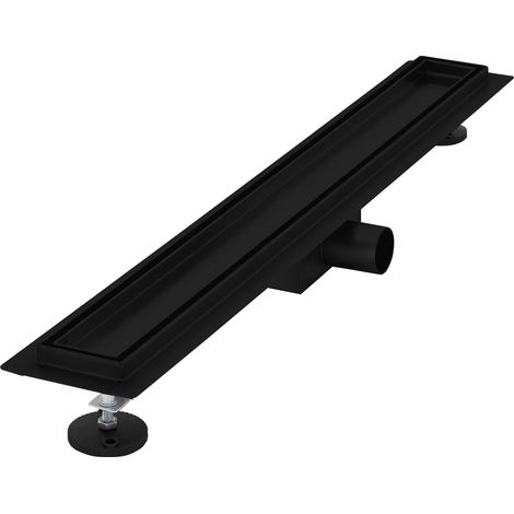 LuxeBath Duschrinne 70 cm 2in1, befliesbar, extra flach, Edelstahl, Schwarz, Doppelseitige Bodenablauf, Komplettset Bodenbefestigung, Duschablauf, Siphon mit Geruchsstop, Haarsieb, Ablaufrinne Dusche