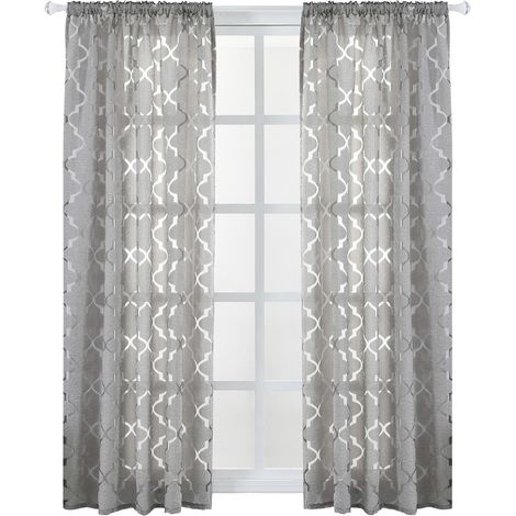 Rideau de fenêtre en polyester durable, store occultant anti-lumière pour chambre et salon (Gris) (1/5)