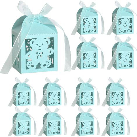 50 Pièces Boîtes Éléphant, pour Dragées, Mariage, Baptême, Déco Table, Cadeau (Bleu Ciel) (1/5)