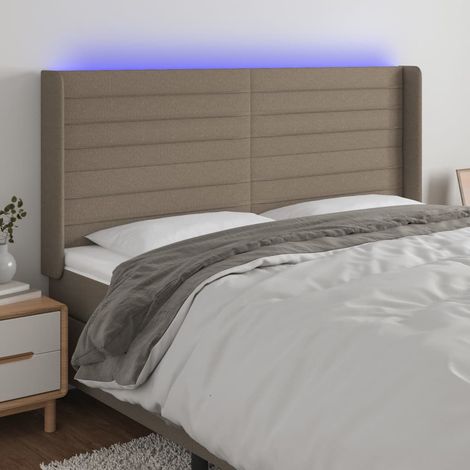 LED Kopfteil Taupe 183x16x118/128 cm Stoff (1/5)