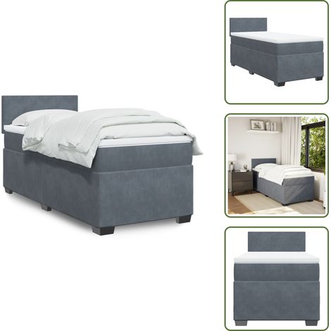 Boxspringbett mit Matratze Dunkelgrau 90x200 cm Samt - Boxspringbett - Boxspringbetten - Bett - Bett Mit Stauraum (1/5)