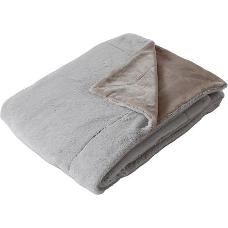 Plaid Imitation Fourrure "Rabbit" 125x150cm Gris
