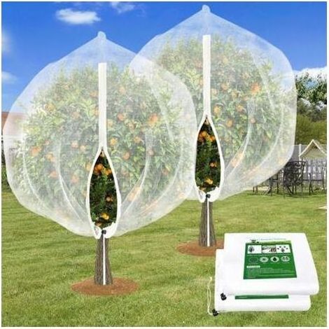Lot de 2 filets protection arbres fruitiers 2,4 x 2,4 m, filet anti-oiseaux et anti-insectes jardin (1/5)