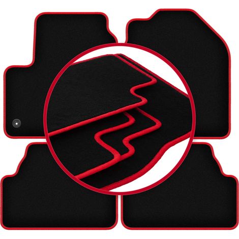 Alfombrillas de terciopelo con borde rojo para Hyundai Kona EV / Crossover eléctrico (2017-) (1/5)