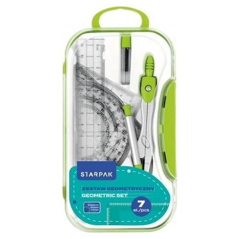 Juego escolar geom茅trico, 7 piezas, verde