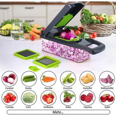 Mandoline Cuisine - Coupe Legumes Multifonction 16 en 1 - 7 Lames Interchangeables - Pour Pommes de Terre Oignons Carottes - 1 Pièce (1/5)