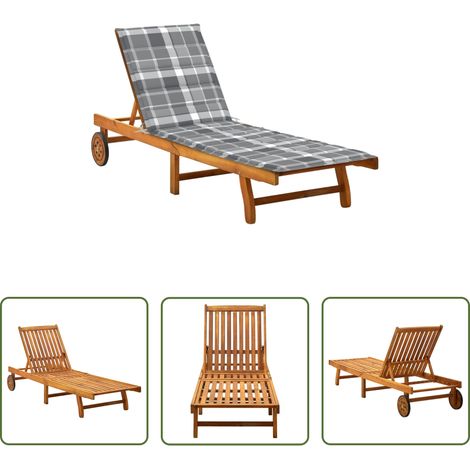 Chaise longue bois - Chaise longue de jardin avec coussin Bois d'acacia solide (1/5)
