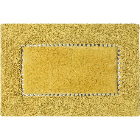 ALFOMBRA DE BA脩O DE ALGOD脫N SUAVE CHIC CON CRISTALES 50X70CM MOSTAZA (1/5)