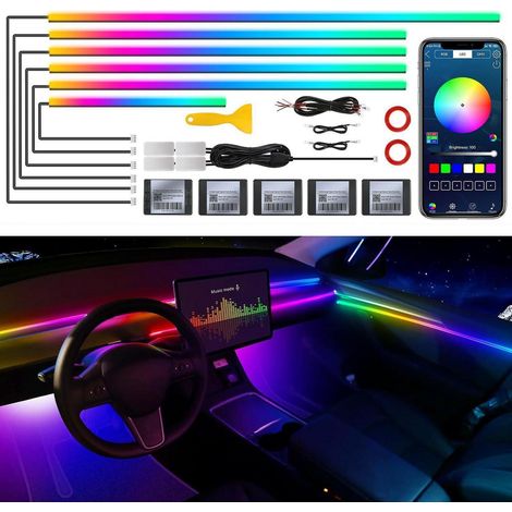 Kit éclairage intérieur voiture LED RGB Appli Bluetooth Musique 10 en 1 (1/5)